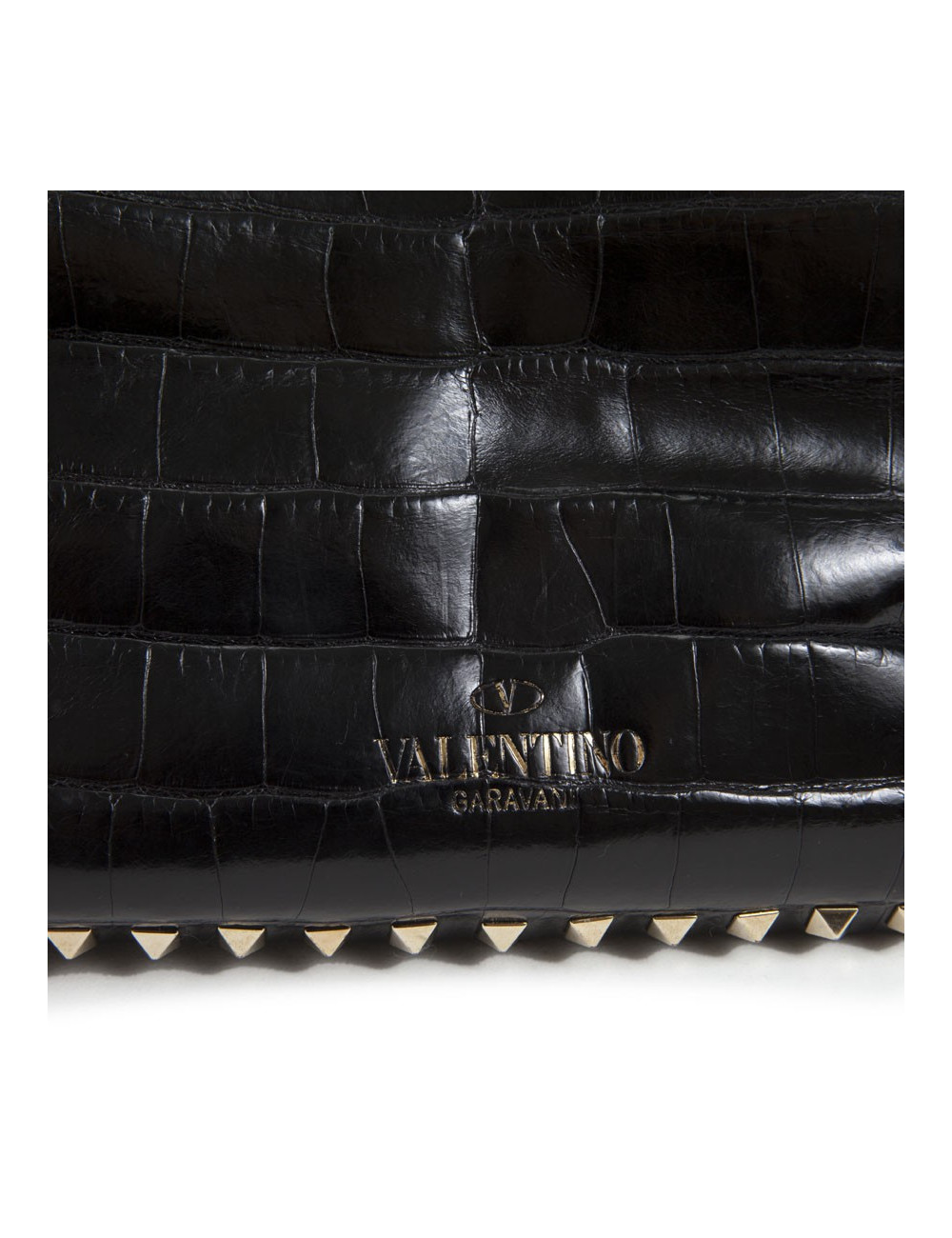 Sac VALENTINO GARAVANI trapèze rockstud crocodile noir