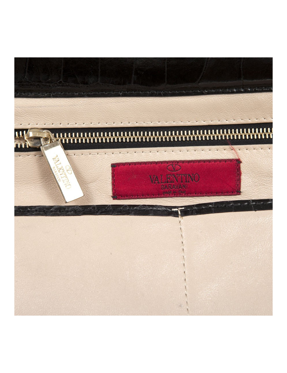 Sac VALENTINO GARAVANI trapèze rockstud crocodile noir