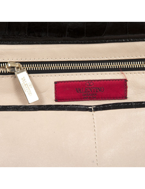 Sac VALENTINO GARAVANI trapèze rockstud crocodile noir