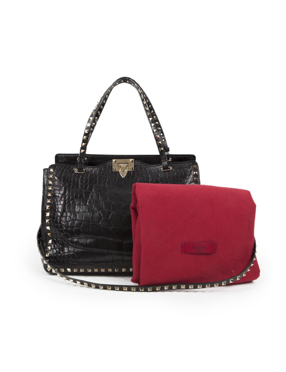 VALENTINO GARAVANI trapeze channeling black crocodile bag
