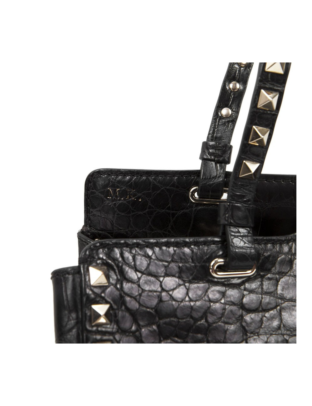 VALENTINO GARAVANI trapeze channeling black crocodile bag