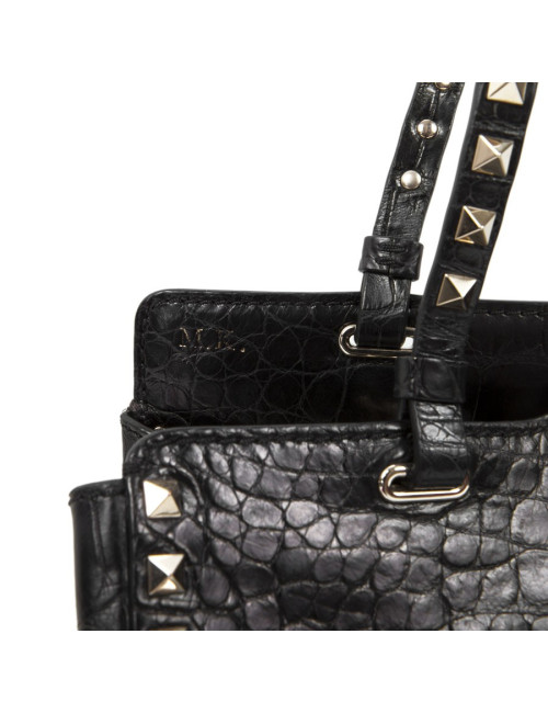 VALENTINO GARAVANI trapeze channeling black crocodile bag
