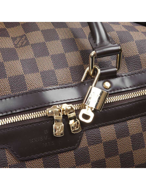Valise de voyage LOUIS VUITTON "Eole"en toile damier marron