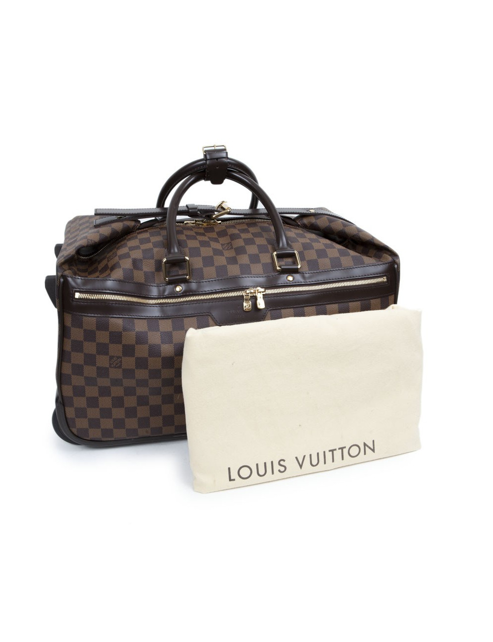 Valise de voyage LOUIS VUITTON "Eole"en toile damier marron