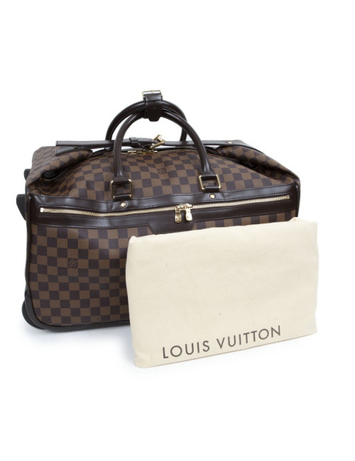 Valise de voyage LOUIS VUITTON "Eole"en toile damier marron