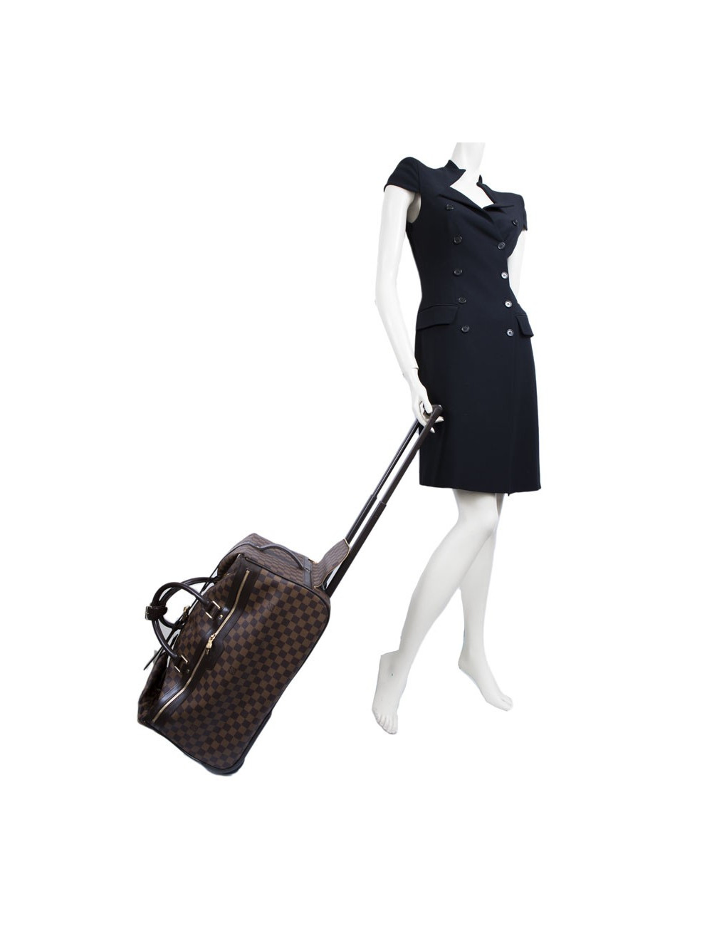 Valise de voyage LOUIS VUITTON "Eole"en toile damier marron