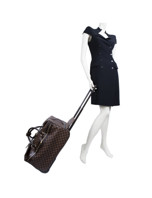 Valise de voyage LOUIS VUITTON "Eole"en toile damier marron