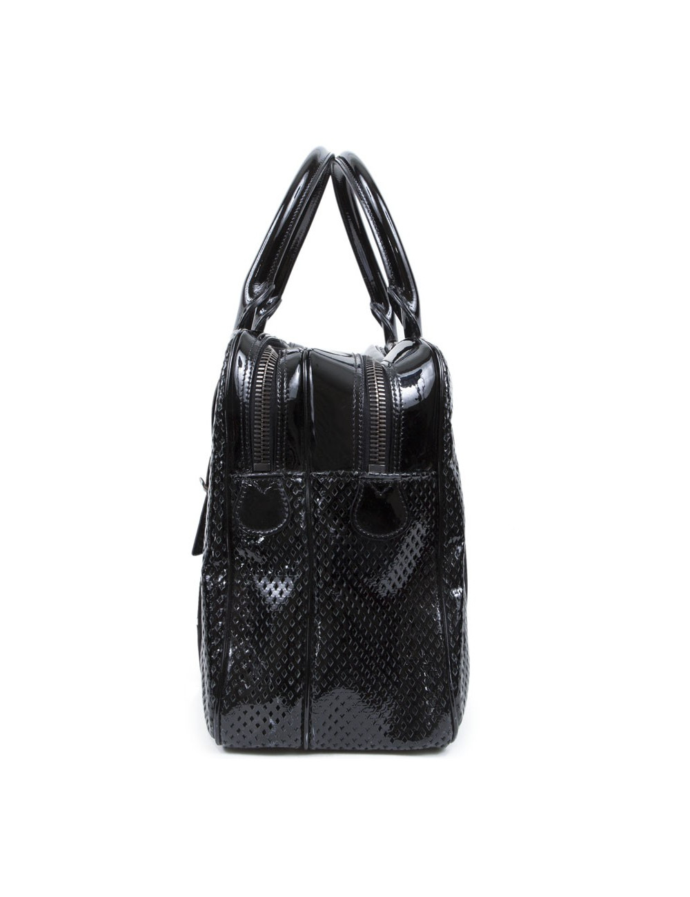 Sac BURBERRY cuir perforé verni noir