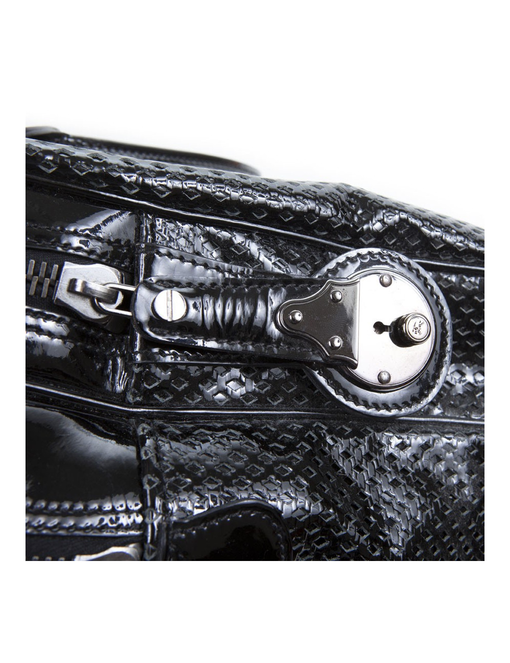 BURBERRY black painted perforated leather bag