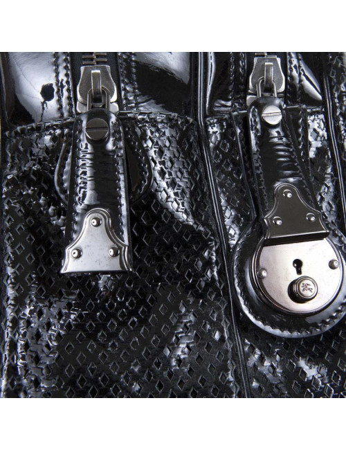 BURBERRY black painted perforated leather bag