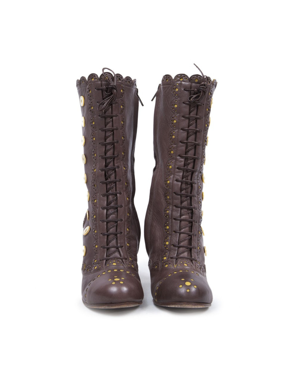 Boots JOHN GALLIANO brown leather mid rose T36, 5