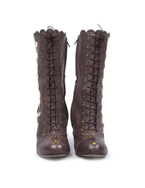 Boots JOHN GALLIANO brown leather mid rose T36, 5