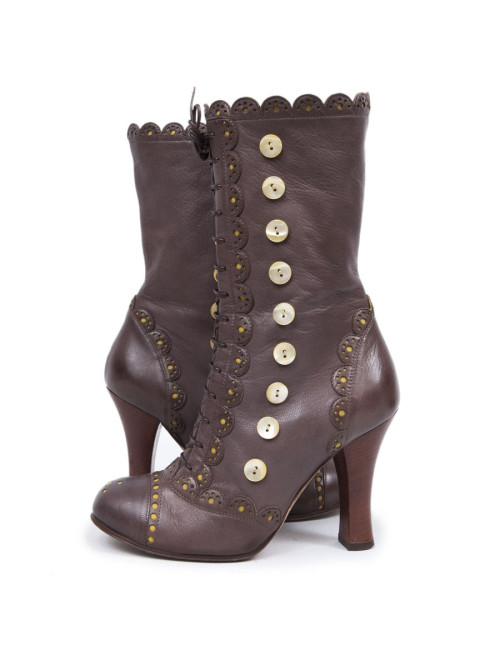 Boots JOHN GALLIANO brown leather mid rose T36, 5