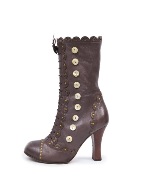 Boots JOHN GALLIANO brown leather mid rose T36, 5