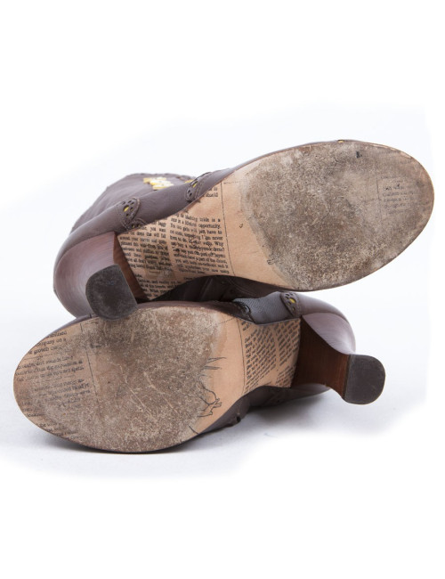 Boots JOHN GALLIANO brown leather mid rose T36, 5