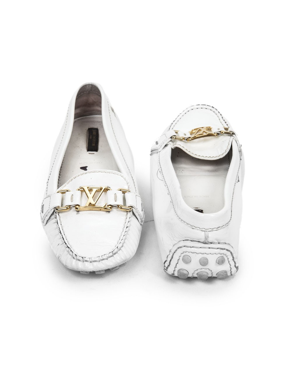 Mocassins LOUIS VUITTON t  cuir verni blanc