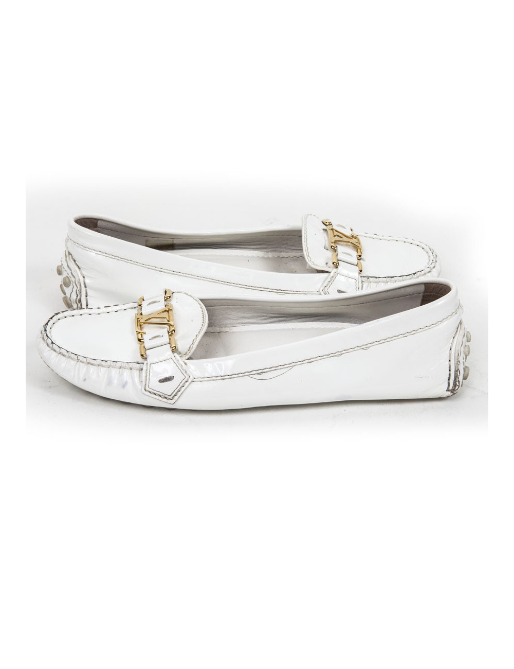 Mocassins LOUIS VUITTON t  cuir verni blanc