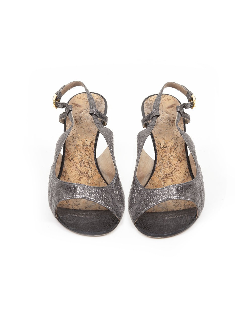 High Sandals CHANEL T39 shiny black aged leather