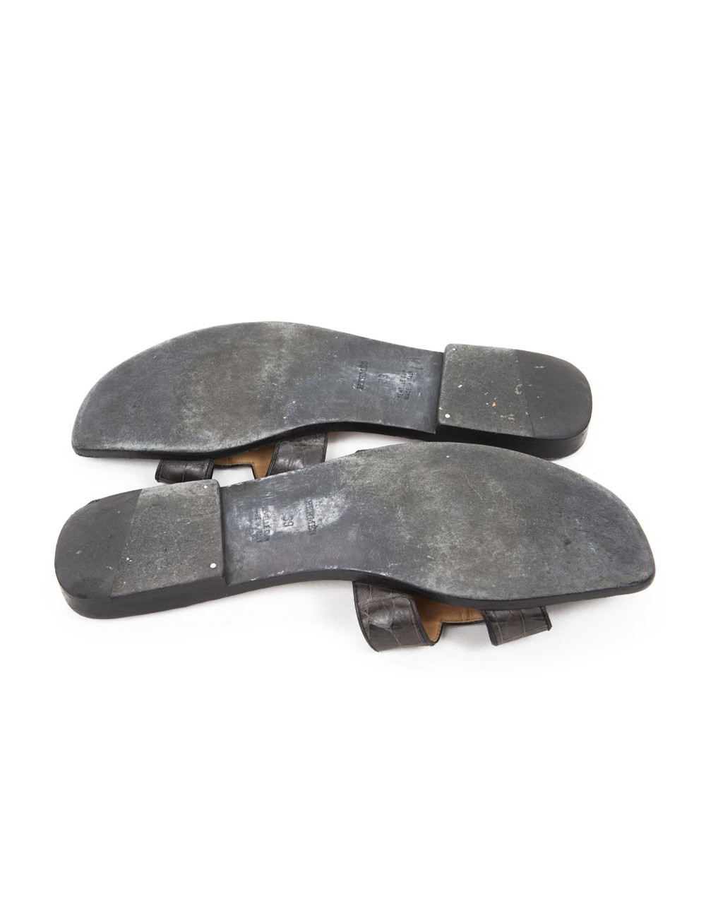 Mules "Oran" HERMES 39 crocodile gris