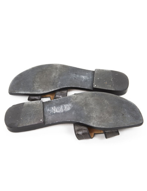Mules "Oran" HERMES 39 crocodile gris