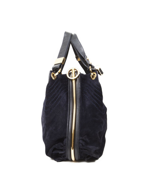 Sac JIMMY CHOO daim bleu nuit