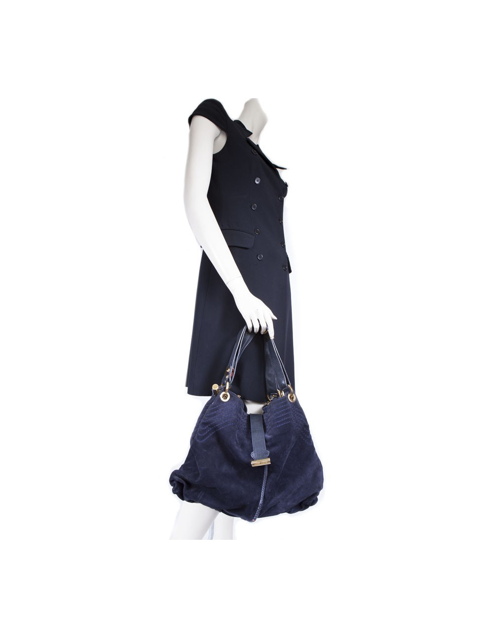 Sac JIMMY CHOO daim bleu nuit