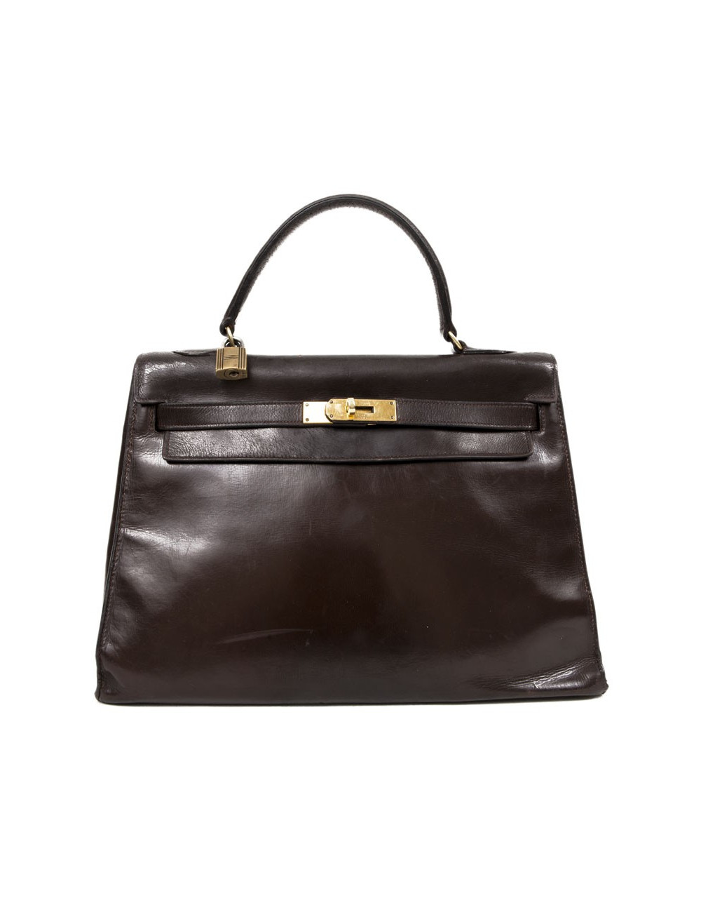 Sac Kelly 32 HERMES cuir box marron 