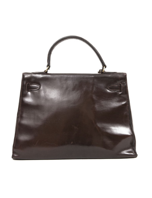Sac Kelly 32 HERMES cuir box marron 