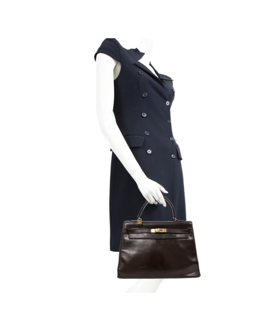 32 box brown leather HERMES Kelly bag