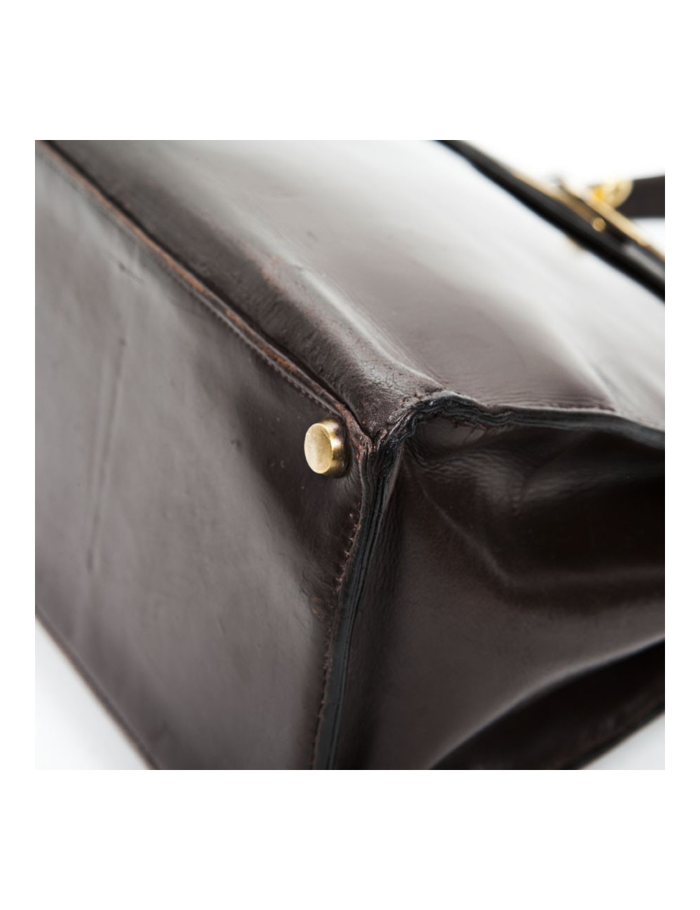 Sac Kelly 32 HERMES cuir box marron 