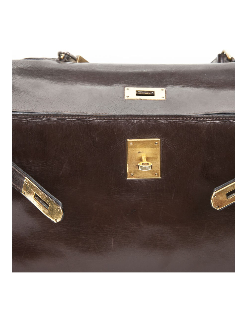 Sac Kelly 32 HERMES cuir box marron 