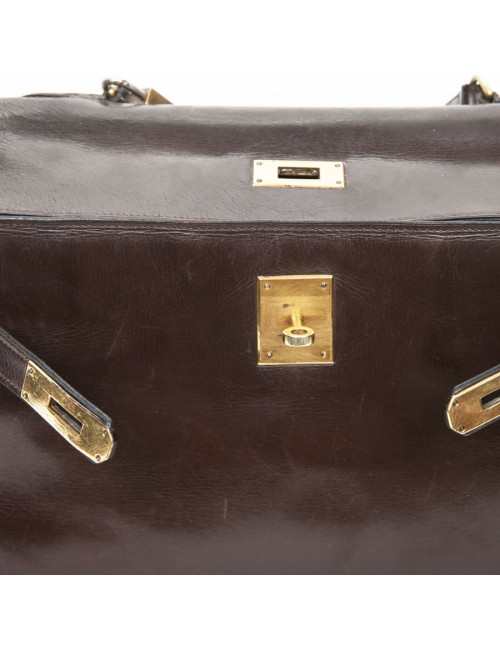 32 box brown leather HERMES Kelly bag