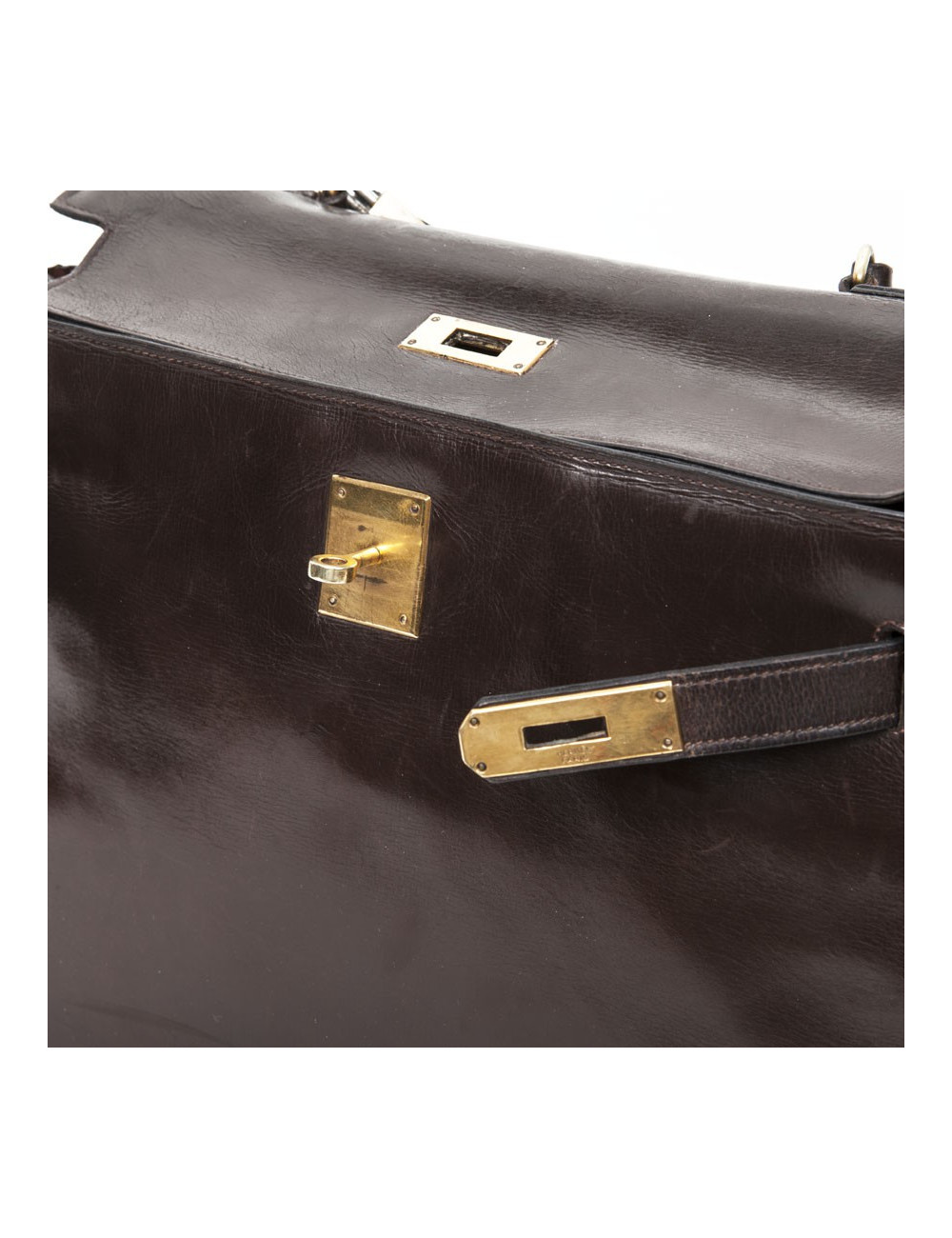 32 box brown leather HERMES Kelly bag