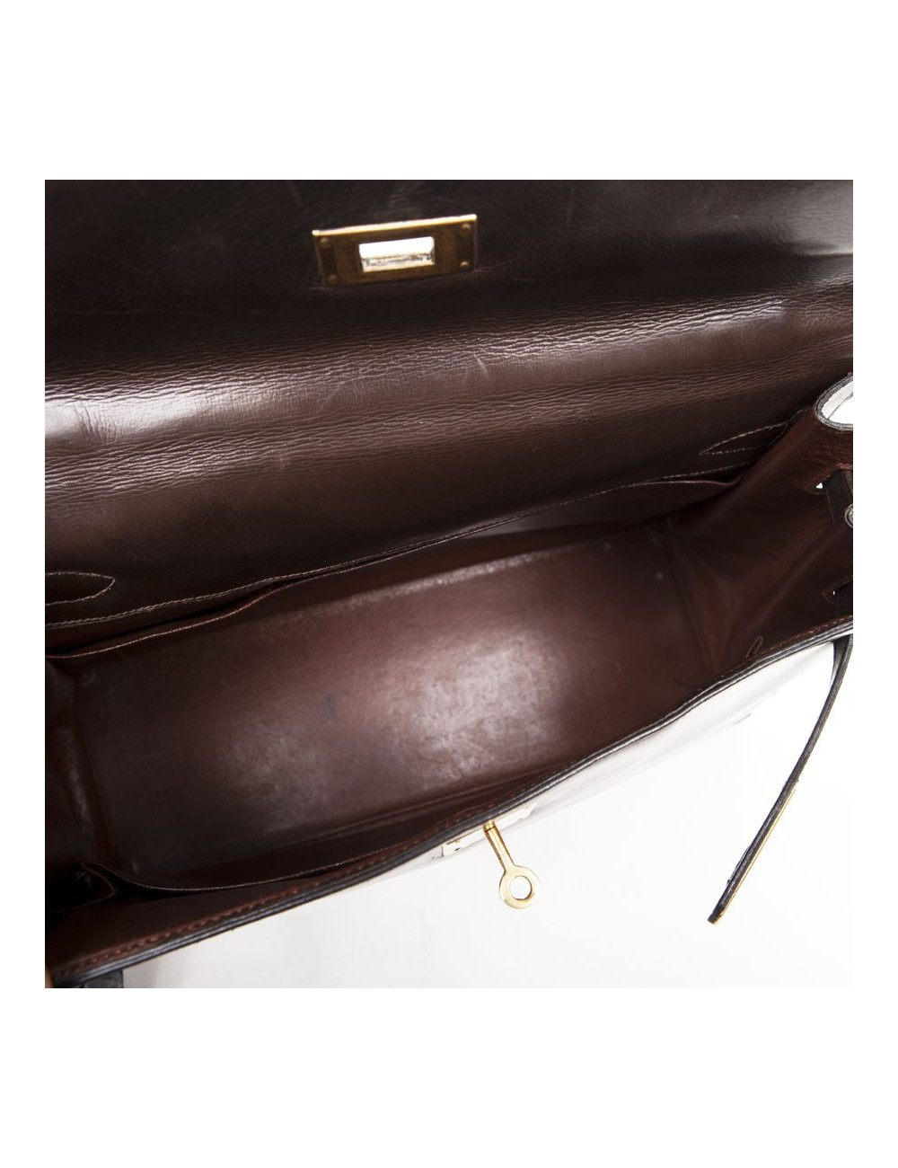 Sac Kelly 32 HERMES cuir box marron 