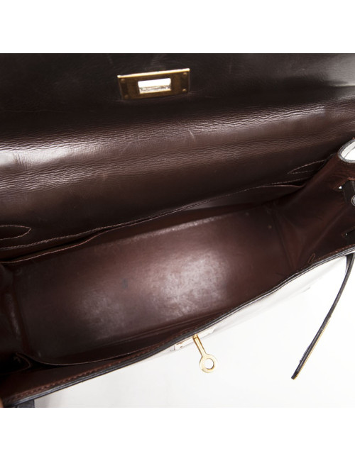 32 box brown leather HERMES Kelly bag