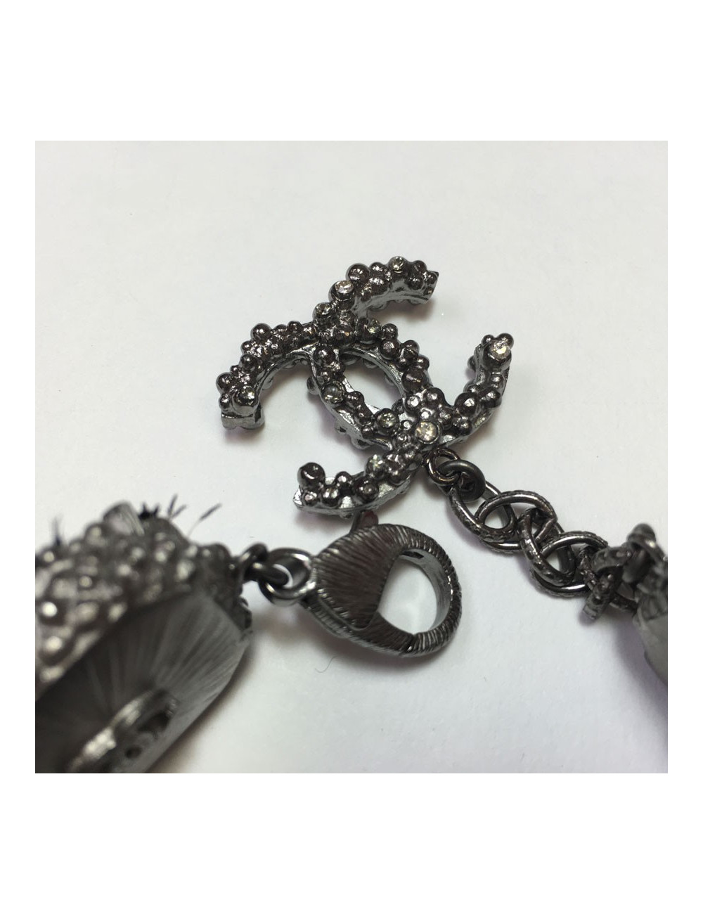 Bracelet CHANEL en plumes et argent