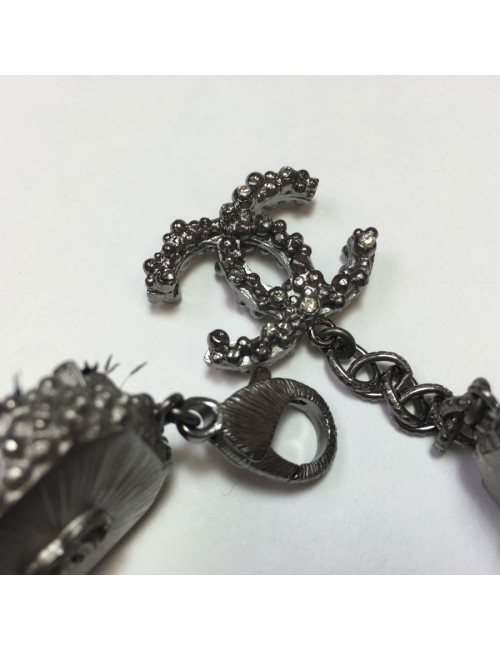 Bracelet CHANEL en plumes et argent