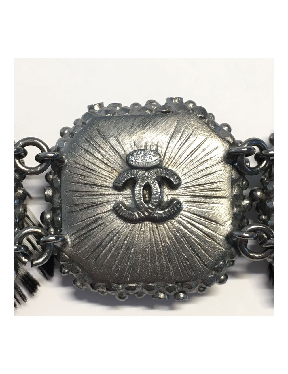 Bracelet CHANEL en plumes et argent