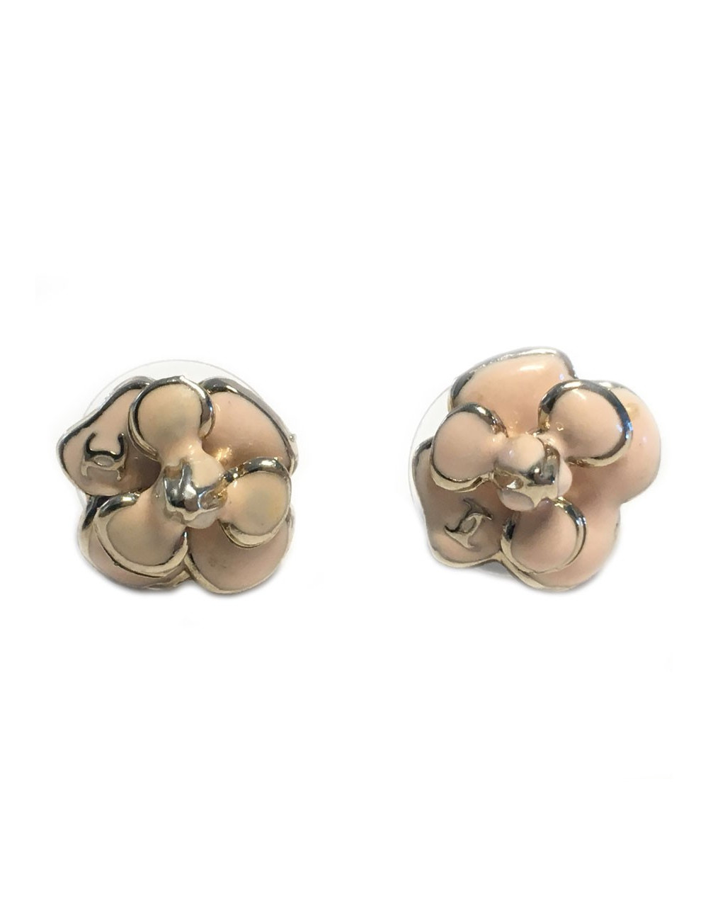 Boucles d'oreille CHANEL camélia rose