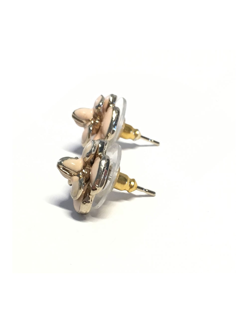 CHANEL Camellia rose ear studs