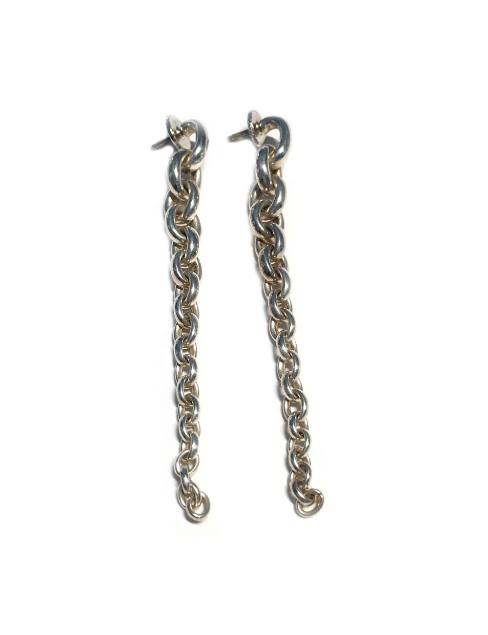 Clous d'oreille HERMES Crescendo pendants en argent massif