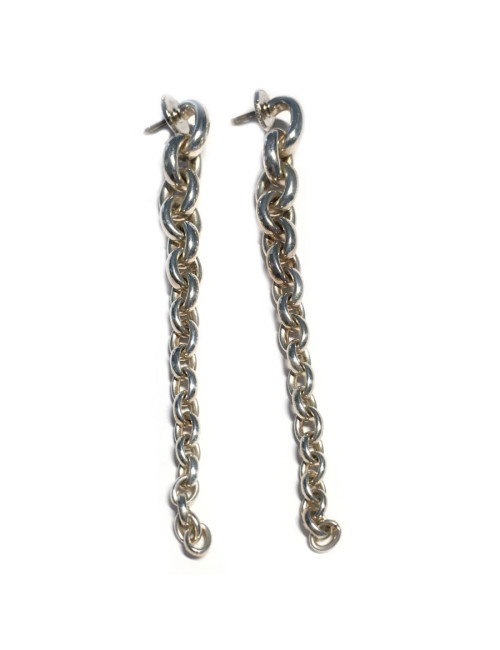 Clous d'oreille HERMES Crescendo pendants en argent massif