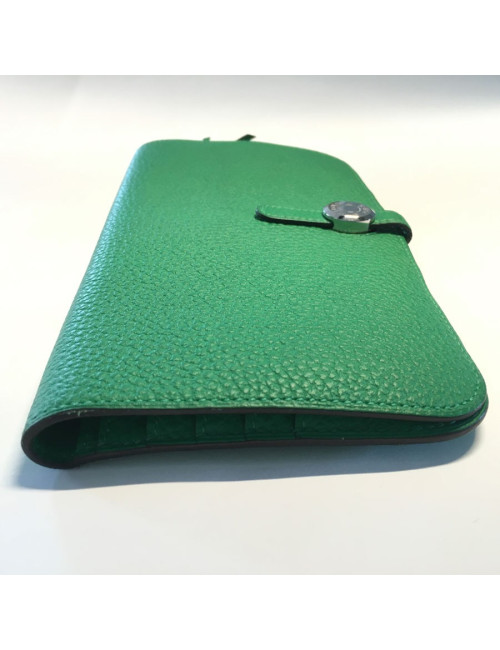 Portefeuille  dogon HERMES vert bamboo