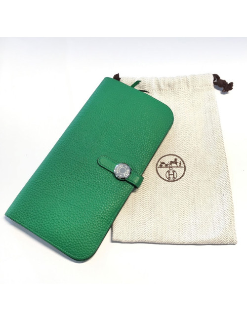 Portefeuille  dogon HERMES vert bamboo