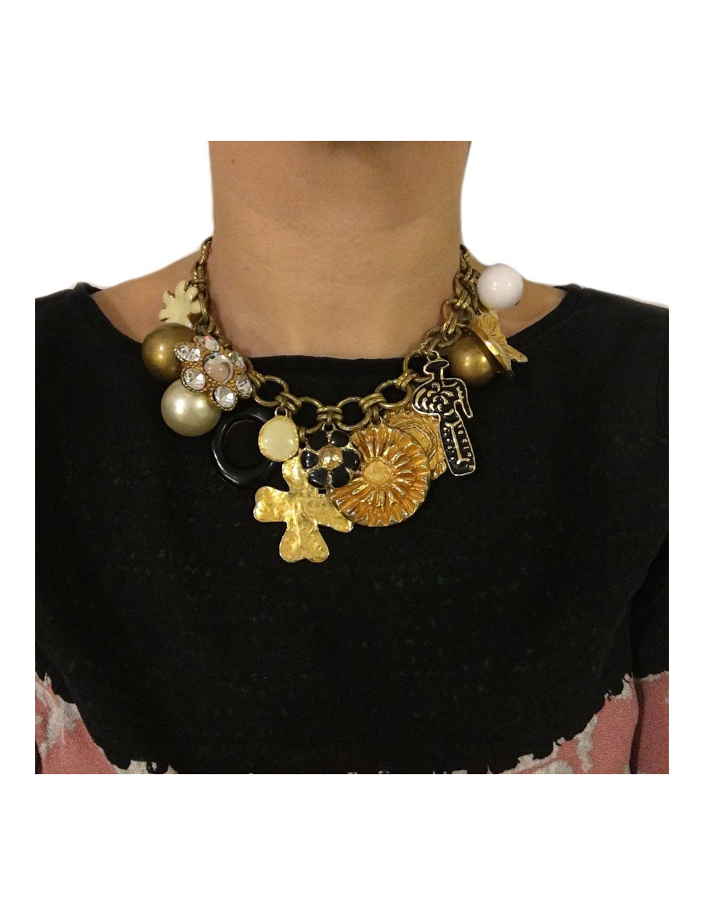 CHRISTIAN LACROIX charms gold neck RAS