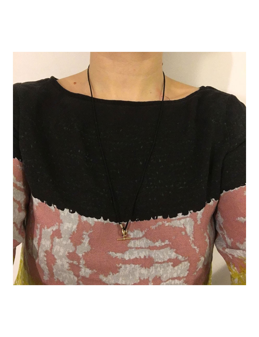 HERMES black link necklace and jewelry gold