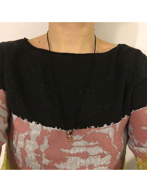 Collier HERMES lien noir et bijouterie or