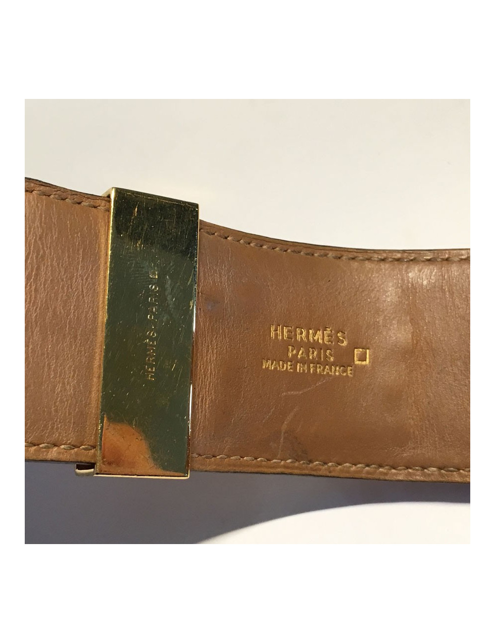 HERMES Medor cuff in orange leather and gold hardware