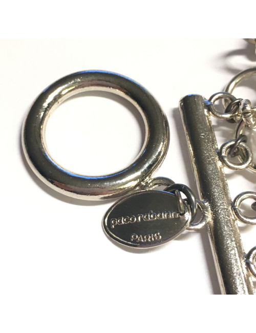 PACO RABANNE bracelet in silver plated metal ring and transparent pendants