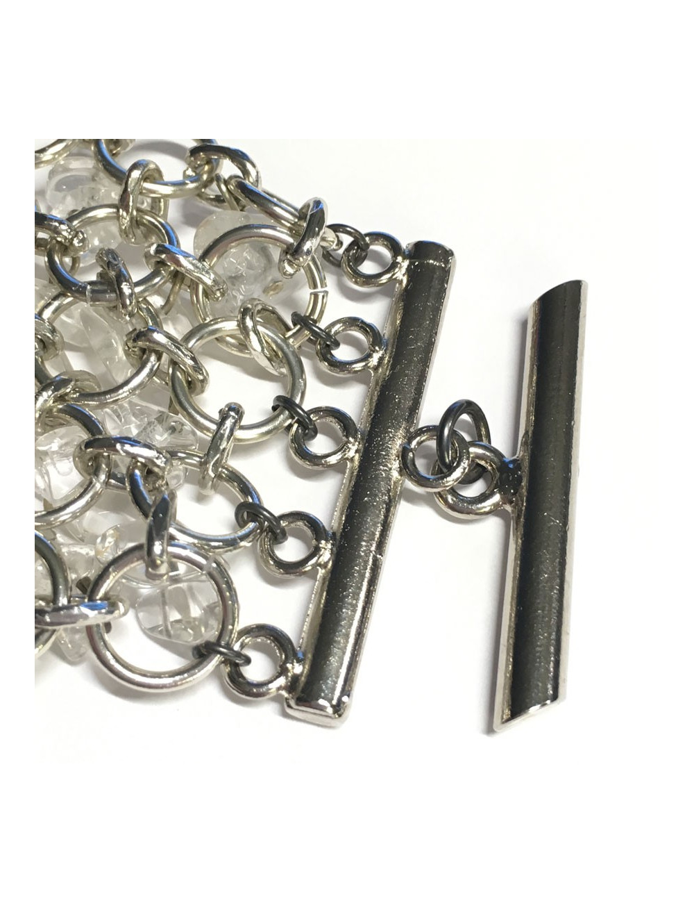 PACO RABANNE bracelet in silver plated metal ring and transparent pendants